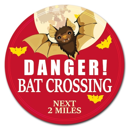 Bat Crossing Circle Corrugated Plastic Sign